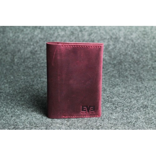 Кожаная обложка для паспорта "Паспарту" бордовая