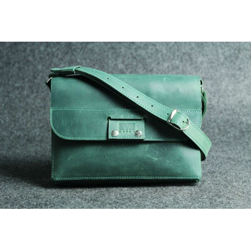 Кожаная сумка "Карман" зеленая