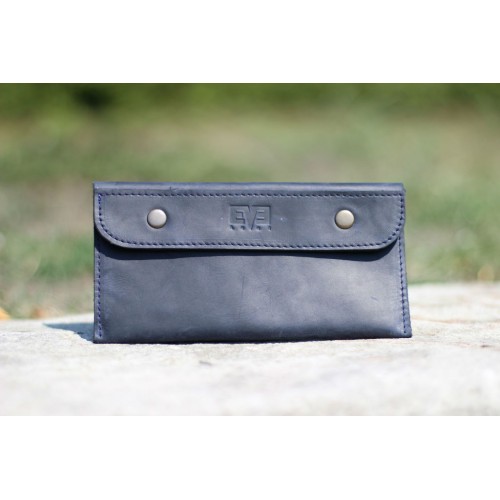 Кожаный кошелек "Конверт" синий