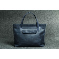 Женская кожаная сумка "Же - горизонтал" синяя