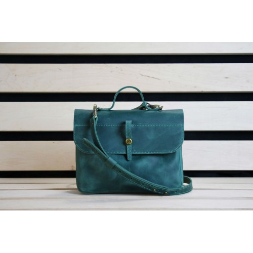 Женская кожаная сумка "Лира" зеленая