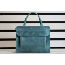 Шкіряна сумка-портфель "Карабас" зелена