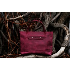 Женская кожаная сумка "Же - горизонтал" бордовая