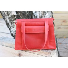 Женская кожаная сумка "Ушки" красная