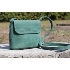 Женская кожаная сумка "Капля" зеленая