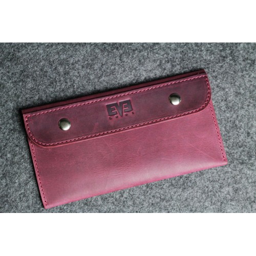 Шкіряний гаманець "Конверт" бордовий