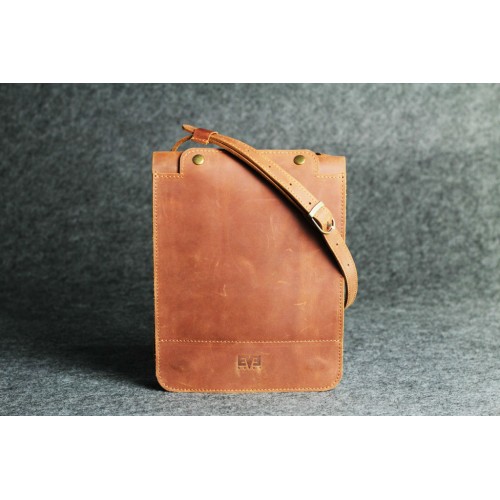 Чоловіча шкіряна сумка "Планшетник - М" темно-руда