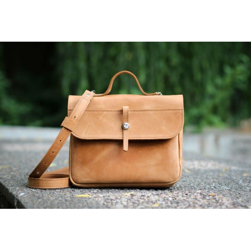 Женская кожаная сумка "Лира" светло-рыжая