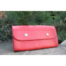 Кожаный кошелек "Двойной" красный