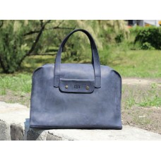 Женская кожаная сумка "Такси" синяя