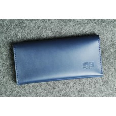 Мужской кожаный кошелек "Тревел-мини" синий кайзер