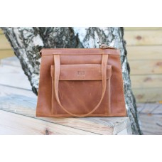 Женская кожаная сумка "Ушки" темно-рыжая