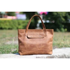 Женская кожаная сумка "Же - горизонтал" темно-рыжая