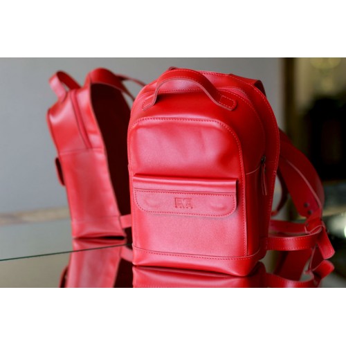 Шкіряний рюкзак "Куккі" червоний