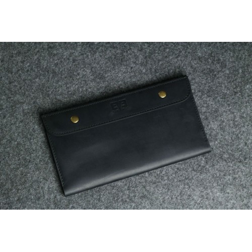 Шкіряний чоловічий гаманець "Тревел" чорний