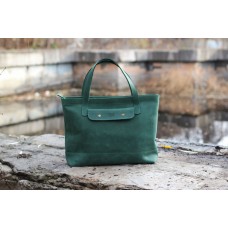 Женская кожаная сумка "Же - горизонтал" зеленая