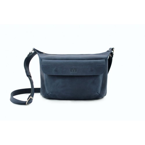 Жіноча шкіряна сумка "Кенгуру" синя