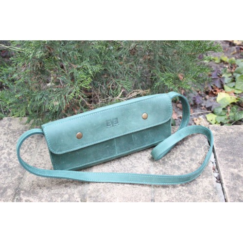 Женская кожаная минисумка "Стандарт" зеленая