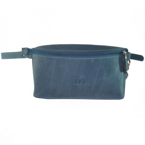 Поясна шкіряна сумка LEVEL Виноград Crazy Horse блакитна