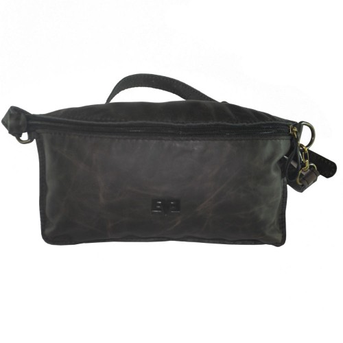 Поясна сумка LEVEL Виноград з м'якої шкіри, коричнева