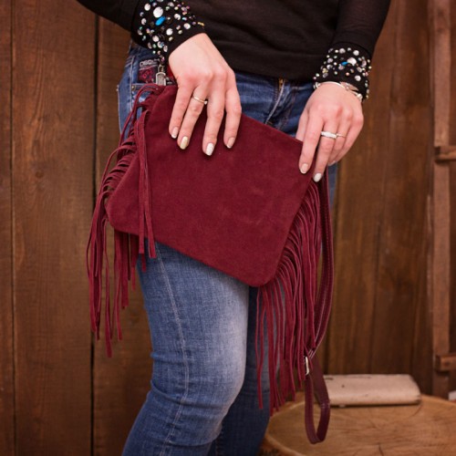 Сумка жіноча замшева 91158 бордова