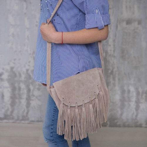 Сумка жіноча замшева 91553 бежева