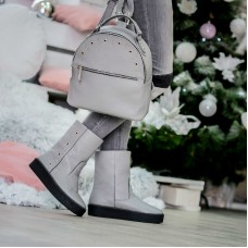 Жіночий шкіряний рюкзак 90357 сіра
