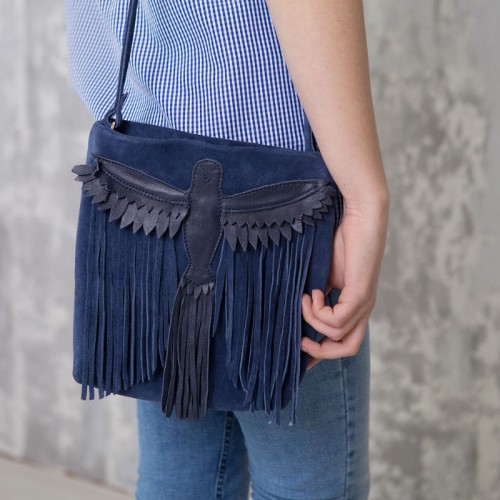 Сумка жіноча замшева 91707 синя