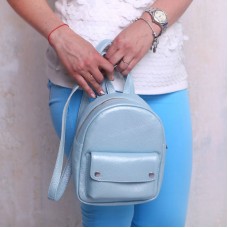 Женский кожаный рюкзак 91781 голубая