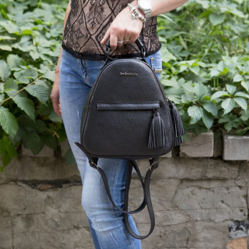 Женский кожаный рюкзак 91833 черная