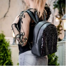 Жіночий шкіряний рюкзак 90351 чорна