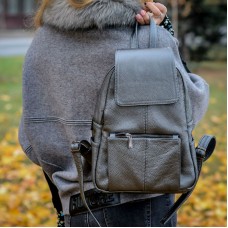 Жіночий шкіряний рюкзак 90287 сіра