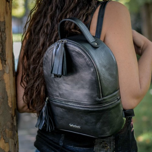 Женский кожаный рюкзак 91937 черная