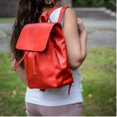 Жіночий шкіряний рюкзак 90268 червона