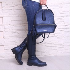 Жіночий шкіряний рюкзак 91810 синя