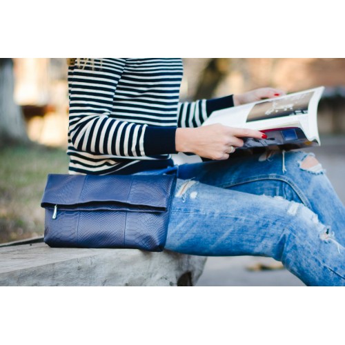 Сумка женская кожаная 91031 синяя