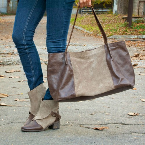 Сумка женская кожаная 90007 бежевая