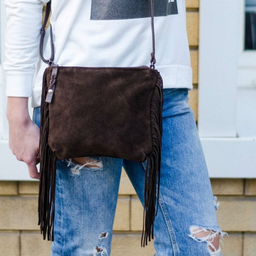 Сумка жіноча замшева 91169 коричнева