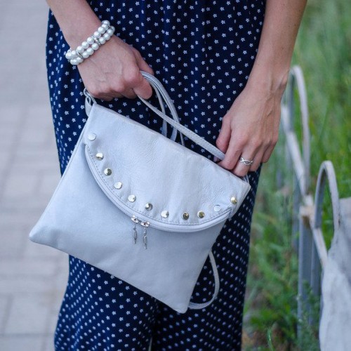 Сумка женская кожаная 91249 серая