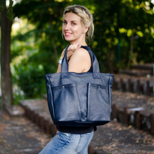 Сумка женская кожаная 91262 синяя