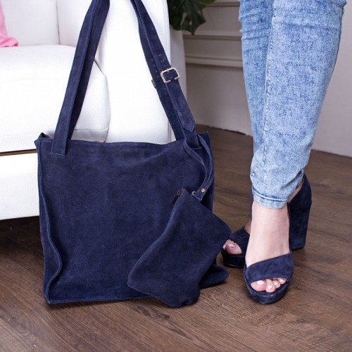 Сумка жіноча замшева 90087 синя