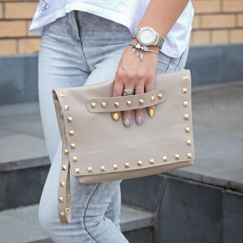 Сумка женская кожаная 90165 бежевая