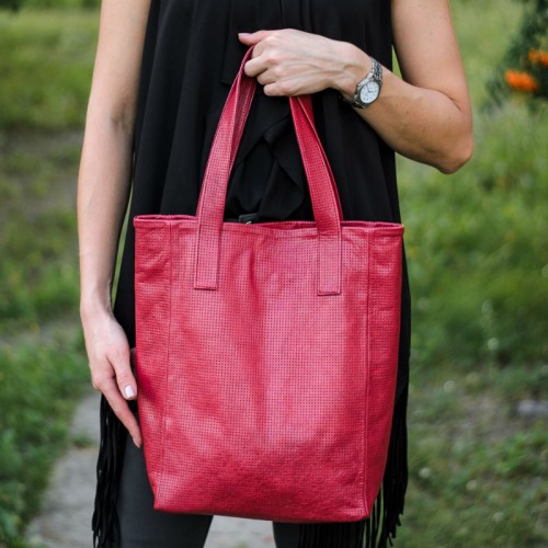 Сумка женская кожаная 91268 бордовая