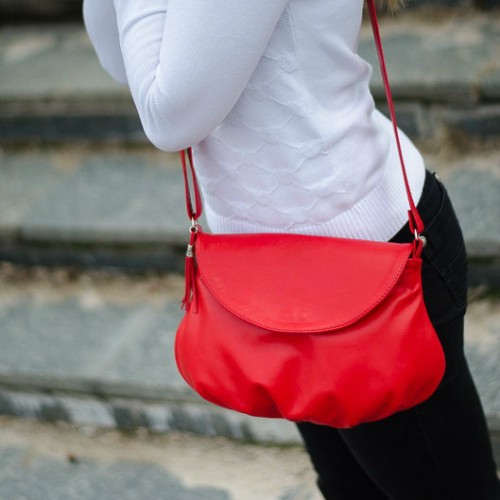 Сумка женская кожаная 91064 красная