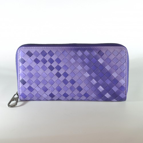 Женский кожаный кошелек плетение фиолетовый
