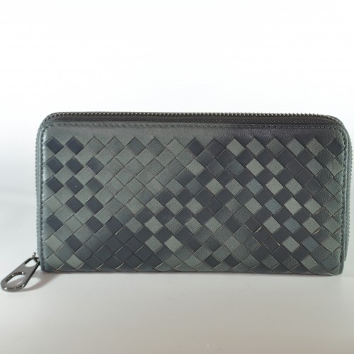 Женский кожаный кошелек плетение серый