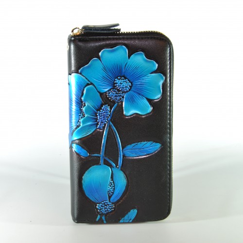 Женский кожаный кошелек с технологией RFid Bauhinia Blue черный