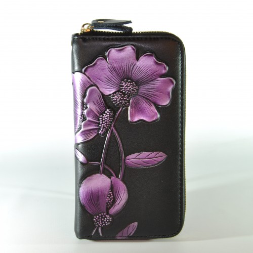 Женский кожаный кошелек с технологией RFid Bauhinia Purple черный
