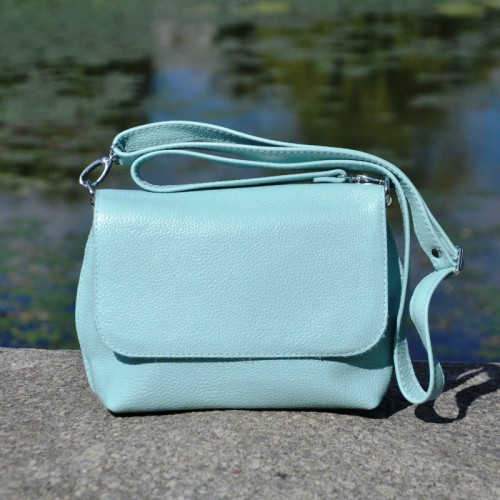 Кожаный женский клатч Cross голубой