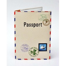 Обложка на паспорт бежевая в виде письма с марками